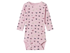 Lyserød langærmet body med sløjfeprint fra Name It 13240580 corsage